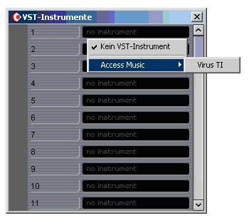 Nach Installation der Treiber befindet sich der Virus TI im VST-Instrumentenrack