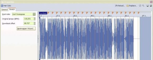 Das Ergebnis eines Beatmappings.. Audiofile bereit zum Rearrangieren