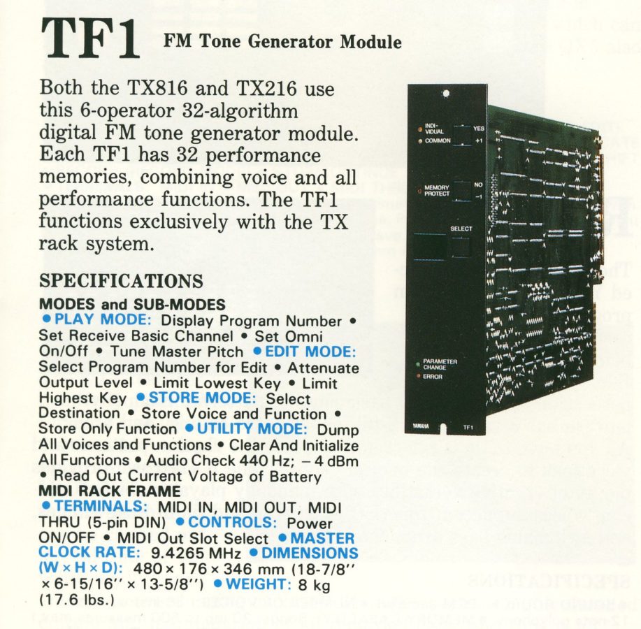 Yamaha TF1 FM Tone Generator Module