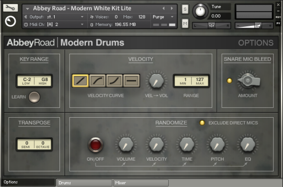 NI Abbey Road Modern Drums Options