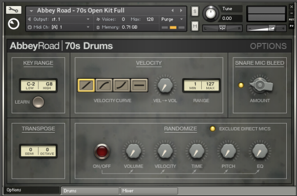 NI Abbey Road 70s Drums - Options