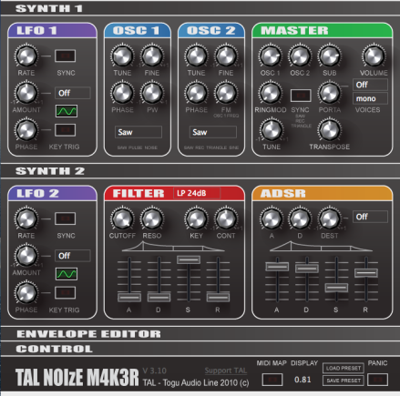 Togu Audio Line - TAL-Noisemaker Synth 1 + 2