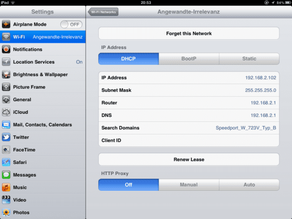 iPad - IP feststellen