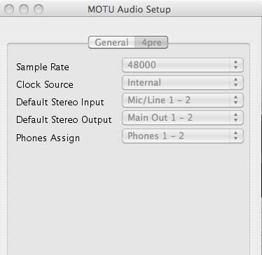 MOTU Audio Setup