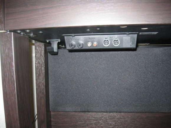 Vorderes Anschlussfeld des HP507 mit dahinter liegendem Lautsprecher.