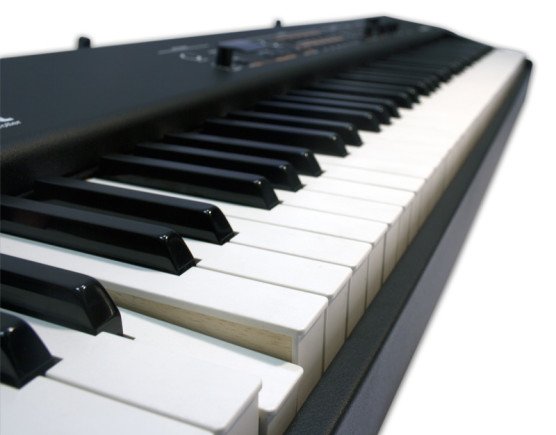 Die innen mit Holz ausgestattete Tastatur des Numa Concerts.
