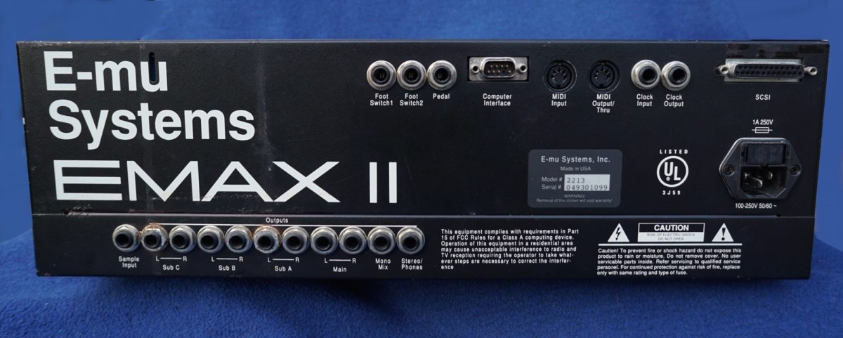 E-Mu EMAX II, Sampler & Synthesizer Anschlüsse