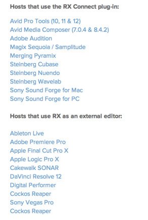 DAW´s für RX-connect und als externer Editor