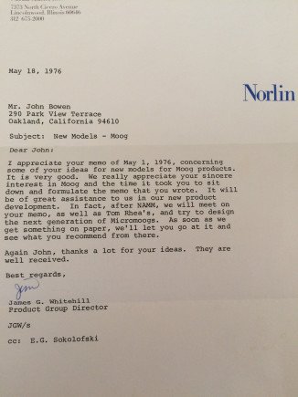 John Bowen Norlin Letter