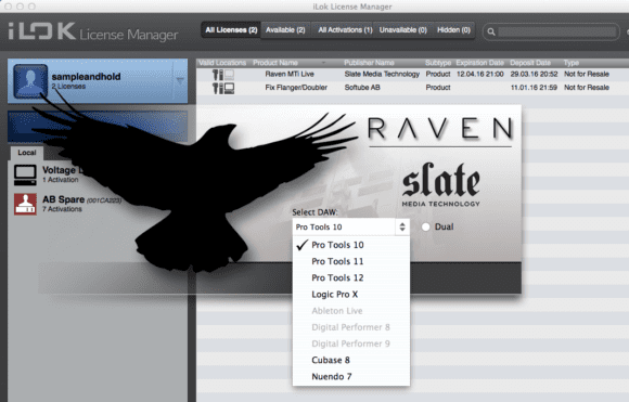 Die Raven Software startet nur, wenn die entsprechende DAW auch läuft.