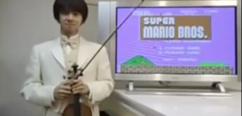 Super Mario mit Geige vertont