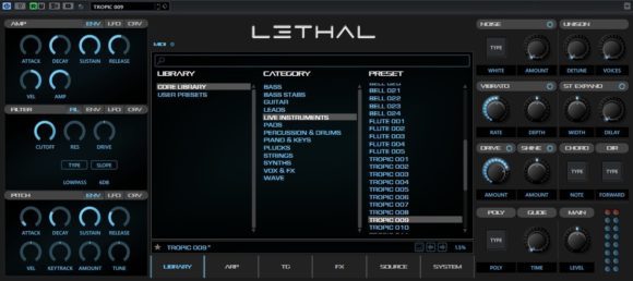 Das User Interface von Lethal aus dem Hause Lethal Audio
