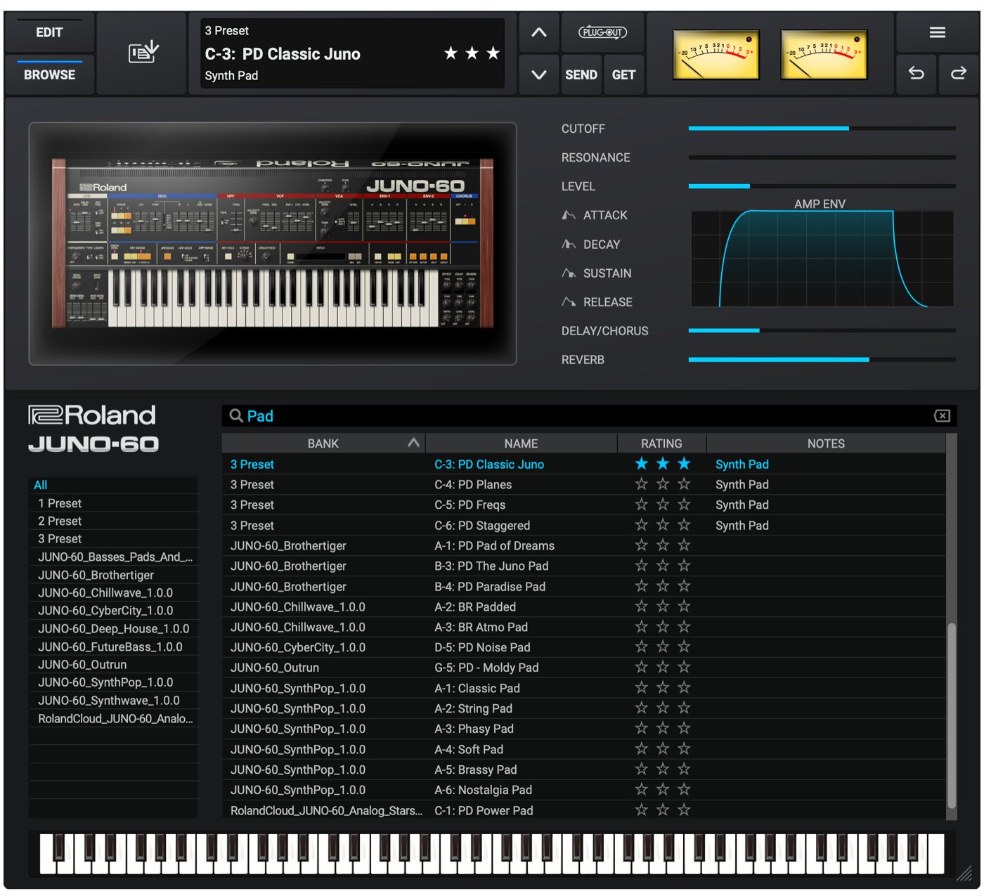 roland juno-60 v2 synthesizer plugin browser