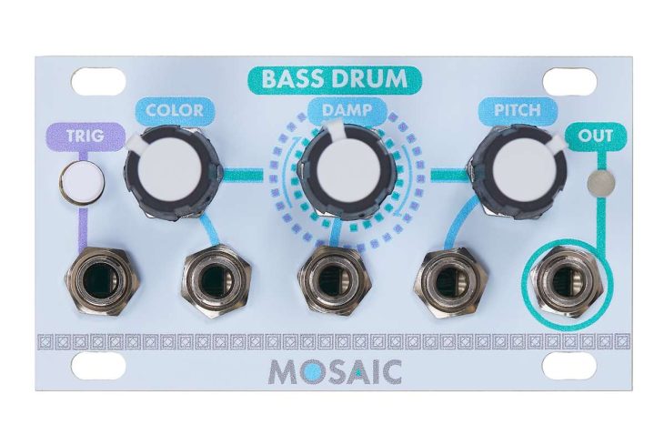 Mosaic 1U Bass Drum, Snare Drum, Hi Hat 1U, Eurorack Drummodule