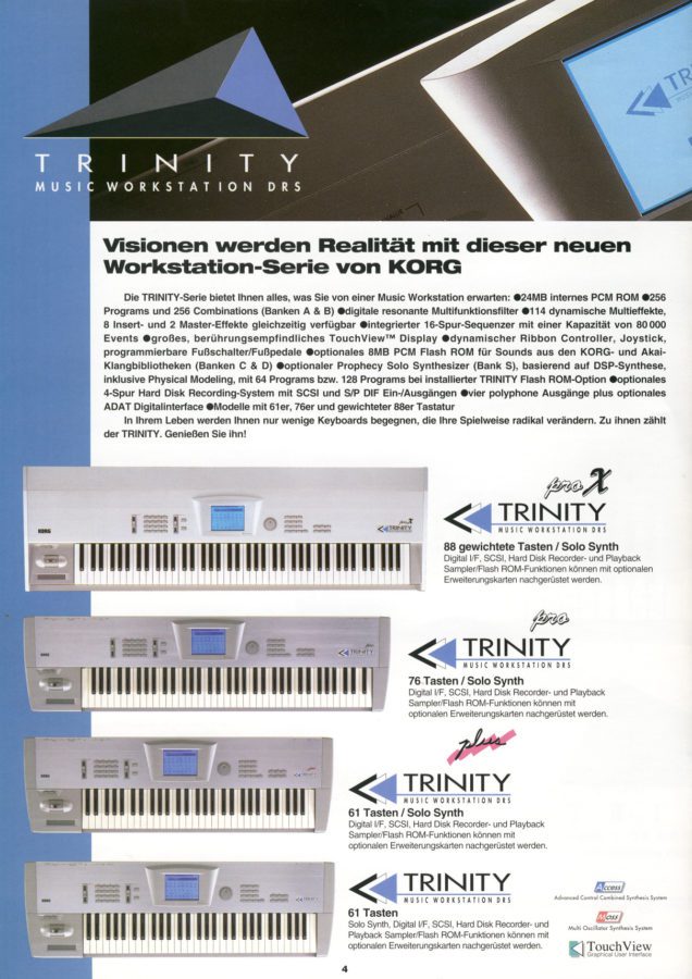 Korg Trinity Serie Katalogseite 1