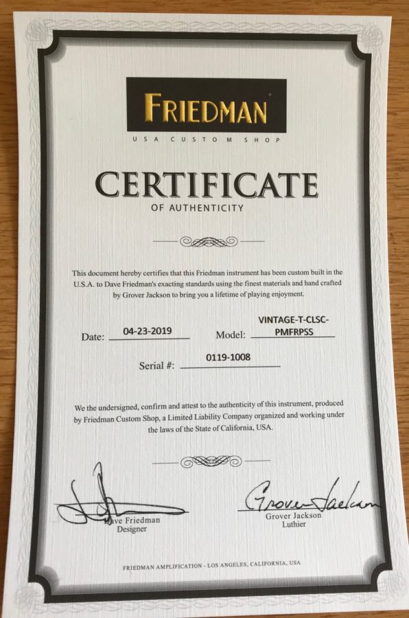Friedman VINTAGE-T Zertifikat