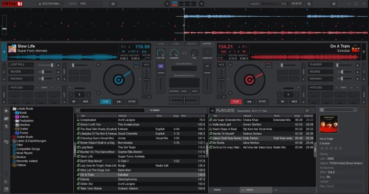 Die Software-Oberfläche von Virtual DJ Pro