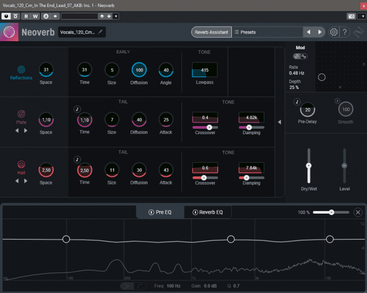 iZotope Neoverb Advanced Settings