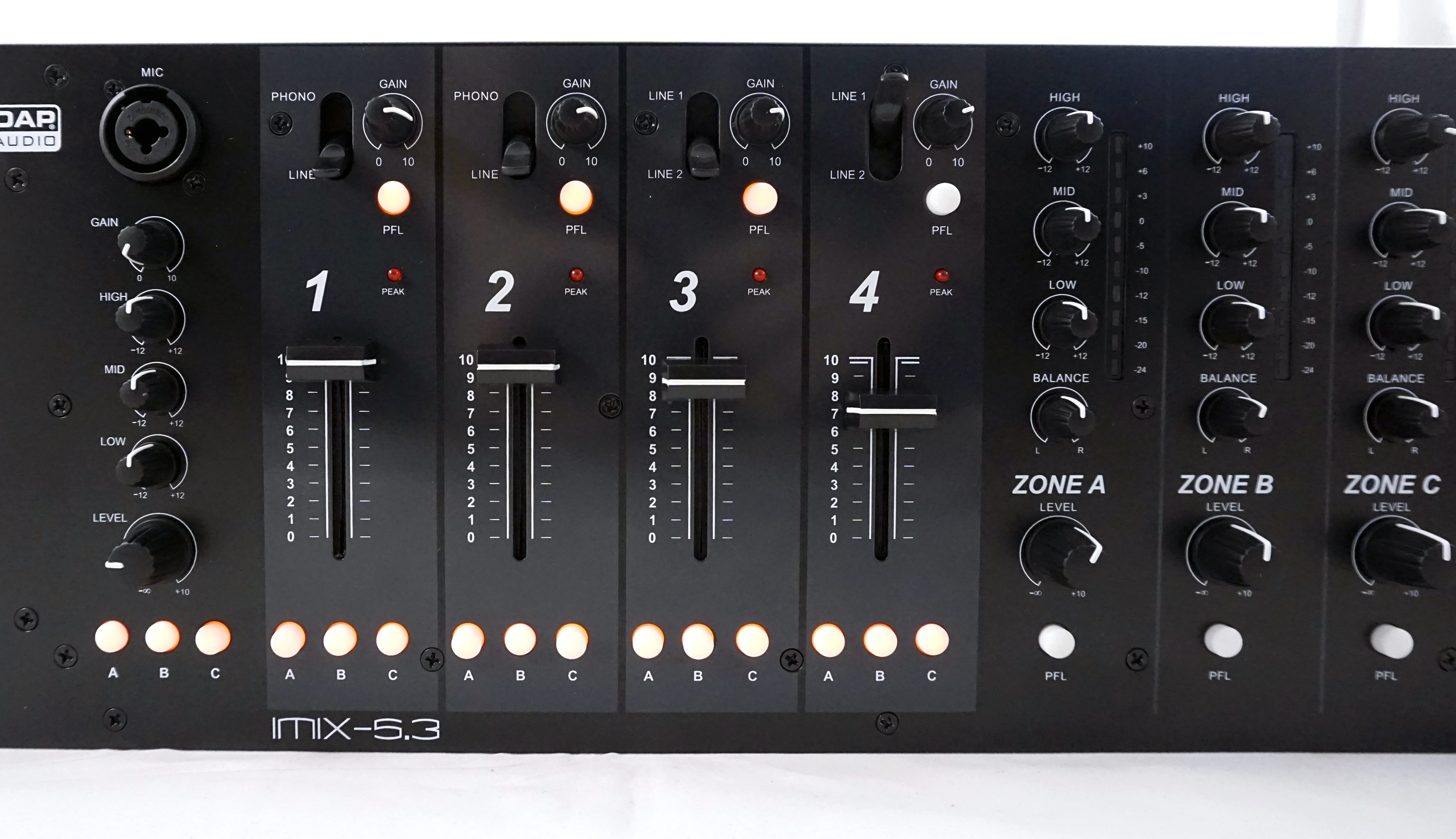 DAP-Audio IMIX-5.3 Installations Zonen-Mixer 4HE 3 Zonen 