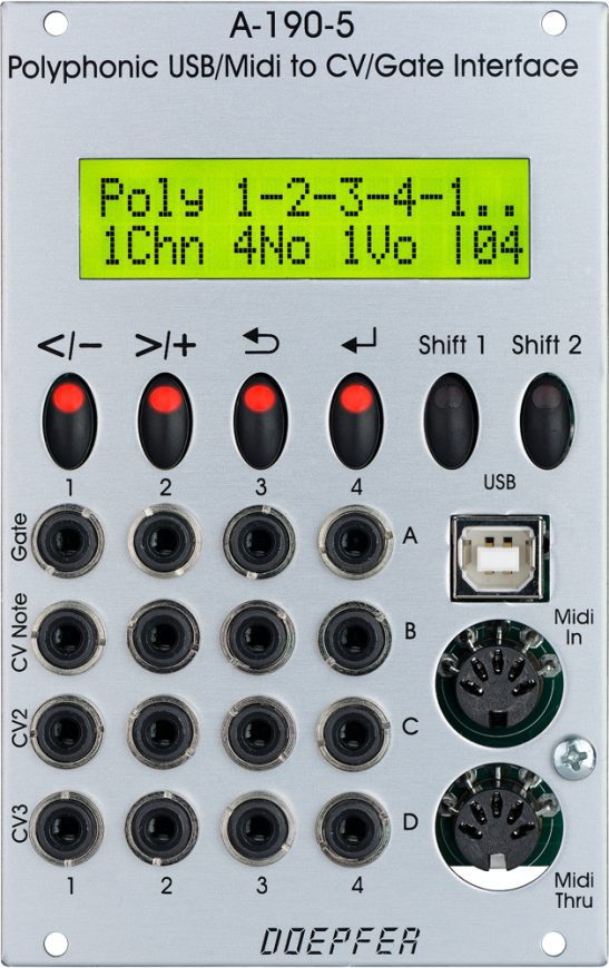 A-190-5 Polyphonic USB/MIDI to CV/Gate Interface