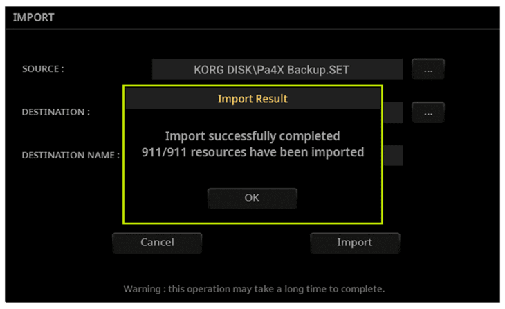 korg pa5x import 1.1.0