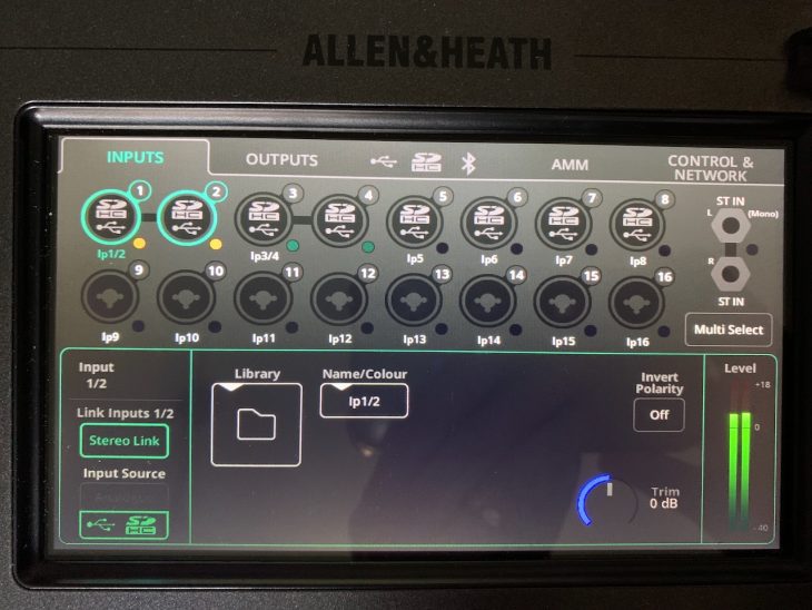 Allen & Heath CQ-18T Digitalmischpult Input-Konfiguration
