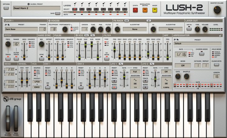 d16 group lush-2 synthesizer plugin gui