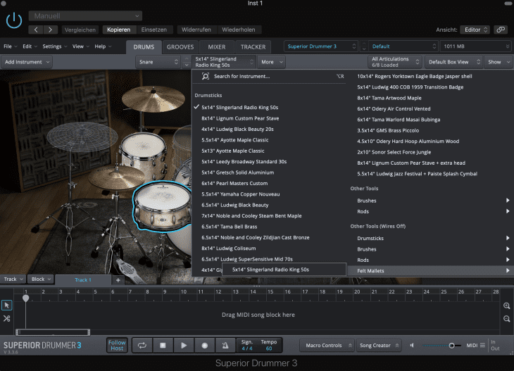Drum Set Editing in Superior Drummer 3