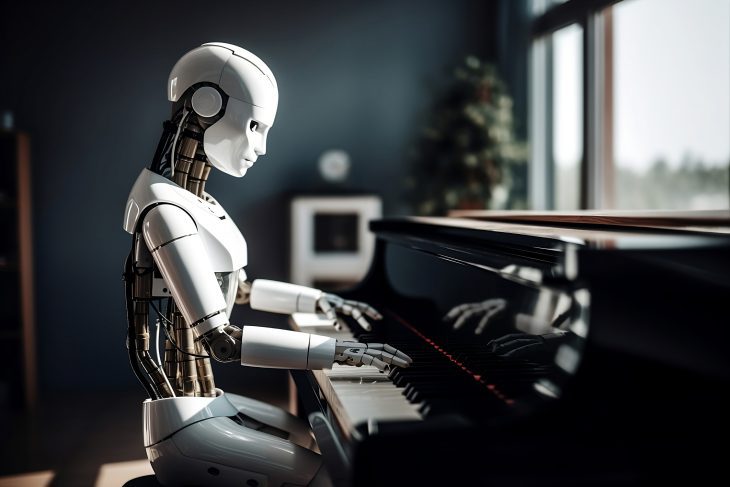 KI im Studio - Android robot playing piano