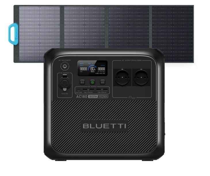 Die Bluetti AC180 Powerstation plus PV120 Solar-Modul