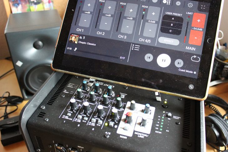 Yamaha STAGEPAS 200 Aktivbox, hier mit der Remote-Steuerung über ein iPad Pro 12.9