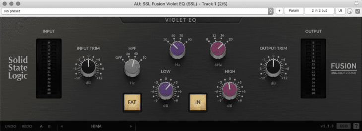 SSL Fusion Mastering Plug-Ins Violet EQ