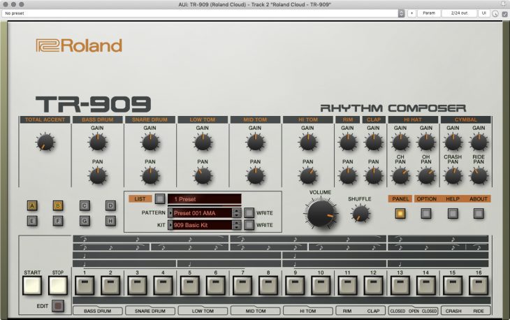 TR-909 Plug-Ins - Roland TR-909 zweites panel mit gain