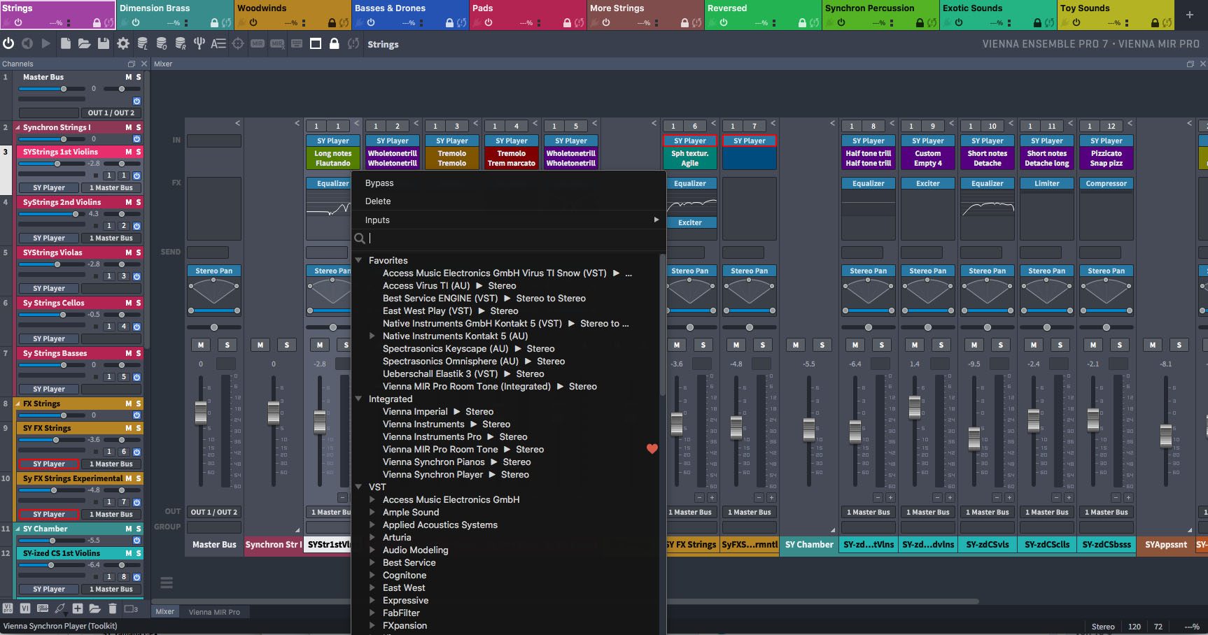 Software instruments and plug-ins in Vienna Ensemble Pro 7