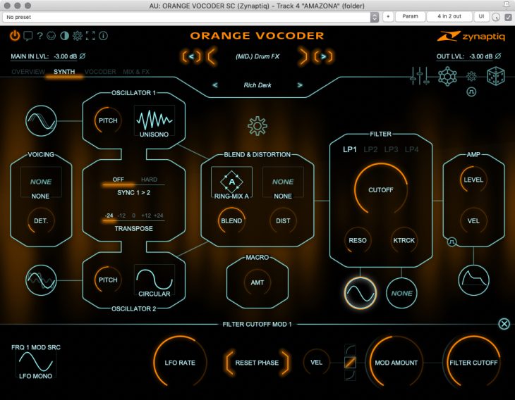 Zynaptiq Orange Vocoder - Synth Seite