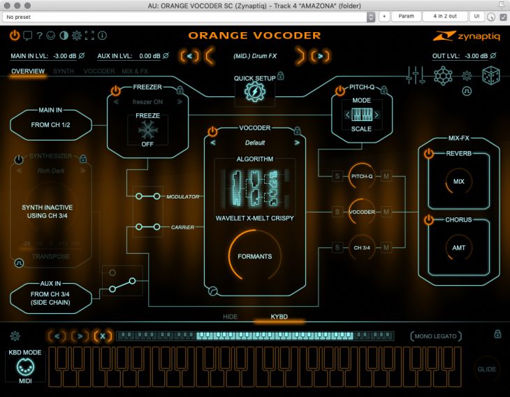 Zynaptiq Orange Vocoder - Übersicht Seite