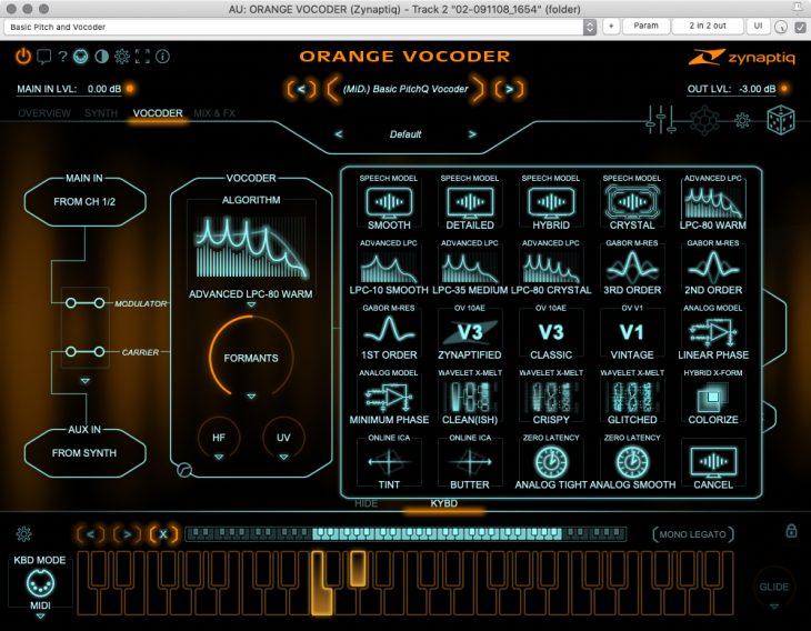Zynaptiq Orange Vocoder - Vocoder Algorithmen