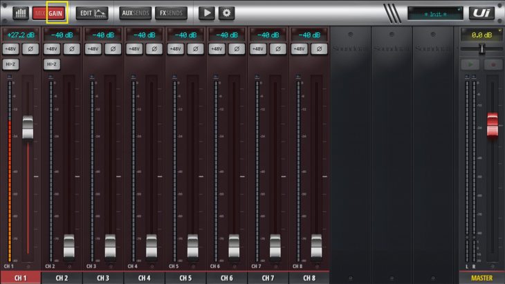 Workshop Soundcraft Ui12 Digitalpult Bedienoberfläche Gain einstellen Screenshot