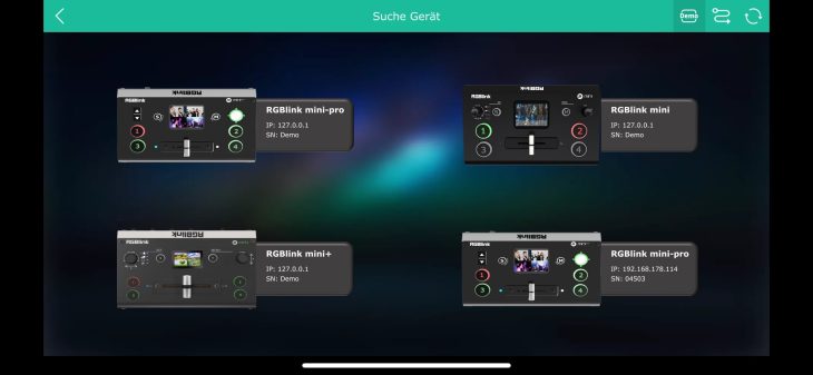RGBLink Mini V2 App-Steuerung mit XPOSE Screenshot