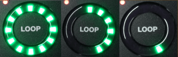 Nützliche Information: Die Loop-Anzeige des Boss RC-1 am Anfang, in der Mitte und am Ende eines Loops.
